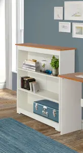 Soft white low wide bookcase - Colorado