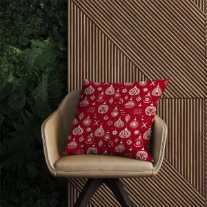 Red Christmas Decorations Pattern Outdoor Cushion 45cm x 45cm