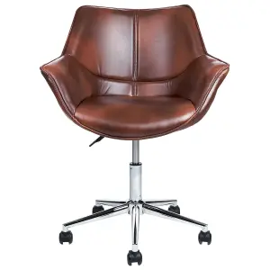 Desk Chair Faux Leather Dark Brown NEWDALE