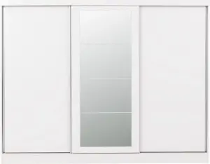 Nevada 3 Door Sliding Wardrobe with Mirror in White Gloss Finish