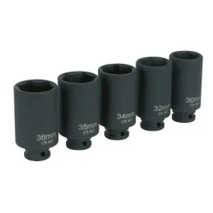 Sealey Impact Hub Nut Socket Set 5pc 1/2"Sq Drive SX050