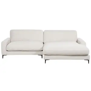 Left-Hand Corner Sofa MALOY Off-White Chenille Left Hand