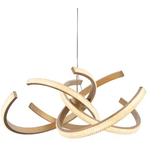 LED Ceiling Pendant Light Fitting - Satin Gold & Acrylic Reflective Diffuser