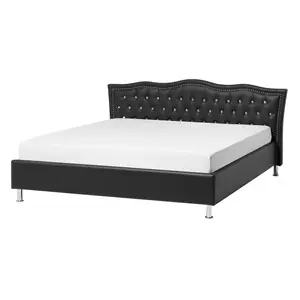 Faux Leather EU Double Size Bed Black METZ