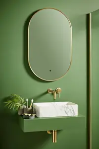 UK Home Living Avalon - PRICE REDUCED -Tablet Mirror Brushed Brass 500x800