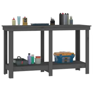 Berkfield Work Bench Grey 140x50x80 cm Solid Wood Pine