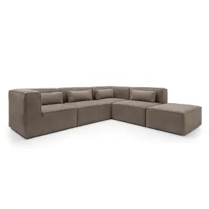 Doris Modular Extended Corner Sofa in Brown Chenille