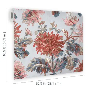 Laura Ashley Maryam Crimson Floral Smooth Wallpaper