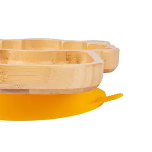 Tiny Dining - Children's Bamboo Suction Llama Plate - Yellow