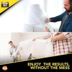 8pk Plastic Dust Sheets for Decorating, 3.6m x 2.7m Large Dust Sheets for Furniture, Dust Sheet Plastic Sheets for Painting, Dust