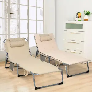 Costway Adjustable Beach Chaise Lounger Deck Chair W/ Soft Mattress & Removable Pillow