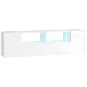 HOMCOM TV Unit Cabinet for TVs up to 60", TV Stand with LED Lights, White