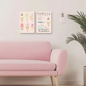 Arthouse Ice Cream Baby Pink Canvas art, Set of 2 (H)30cm x (W)22.5cm