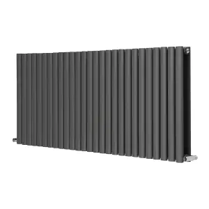 Right Radiators 600x1593mm Horizontal Double Oval Column Designer Radiator Anthracite