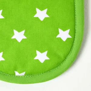 Homescapes Orange and Green Stars Cotton Double Oven Glove