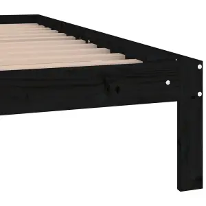 Berkfield Bed Frame Black Solid Wood 135x190 cm Double