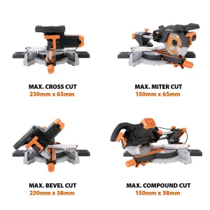 Evolution 1500W 240V 210mm Corded Sliding mitre saw R210SMS