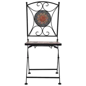 Berkfield Mosaic Bistro Chairs 2 pcs Orange/Grey