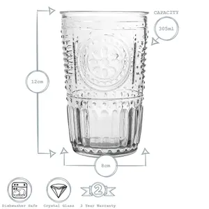 Bormioli Rocco -  Romantic Water Glasses - 305ml - Clear - Pack of 6