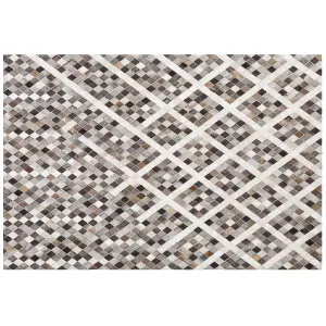 Cowhide Area Rug 160 x 230 cm Grey and Brown AKDERE