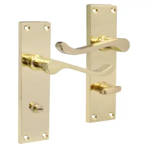 EAI - Scroll Lever Bathroom Door Handles - 152mm - Brass Plated