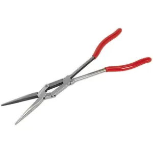 335mm Double Jointed Needle Nose Pliers - Serrated Jaws - Long Reach Design