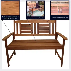 Hawkshead 2 Seater Outdoor Wooden Garden Patio Bench