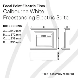 Focal Point Calbourne White Freestanding Electric Fire suite