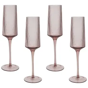 Set of 4 Champagne Flutes AMETHYST Pink