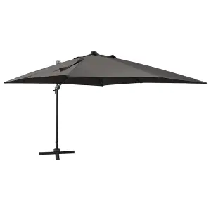 Berkfield Cantilever Umbrella with Pole and LED Lights Anthracite 300 cm