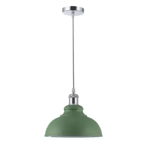 Innoteck Retro Industrial Dome shape Pendant Lampshade - Green & Inner White