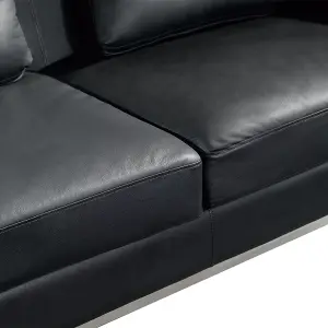 Right-Hand Corner Sofa with Ottoman OSLO Black Leather Right Hand