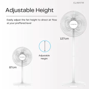 Climatik 16-Inch Pedestal Fan with 5 blades, 3 Operational Modes 80 Oscillation Adjustable Height