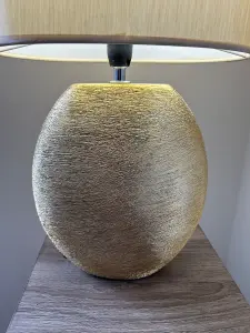 Waltham Brushed Champagne Ceramic Table Lamp complete with Matching Shade