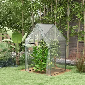 Outsunny Tomato Greenhouse with 2 Zipped Doors, Outdoor Green House, Clear