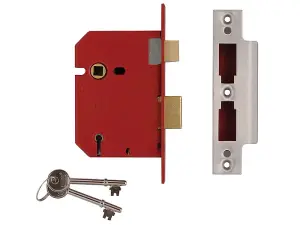 UNION 2201 5 Lever Mortice Sashlock Satin Chrome 65mm 2.5in Box