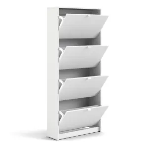 Shoes Shoe cabinet  w. 4 tilting doors and 2 layers White