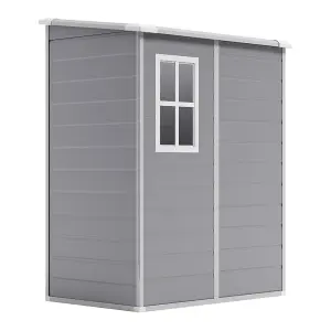 5 x 4 ft Pent Plastic Shed Garden Storage Shed with Window and Door,Grey