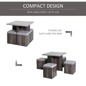 HOMCOM Dining Table w/ 4 Ottomans Seats Kitchen Home Furniture Set Modern Style