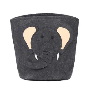 Storage Basket Toy Clothes Felt Shoe Kids Organiser Animal, Elephant - Grey