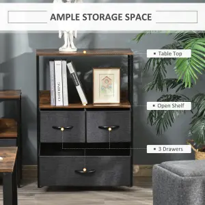 HOMCOM 3 Drawer Storage Chest Unit Home w/ Shelves Home Living Bedroom Black