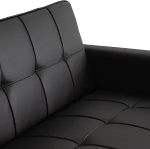 Astoria Sofa Bed in Black Faux Leather Contemporary and minimalist