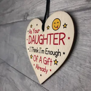 Funny Joke Birthday Gift For Mum Dad Wood Heart Gift From Daughter Keepsake