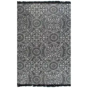 Berkfield Kilim Rug Cotton 120x180 cm with Pattern Grey