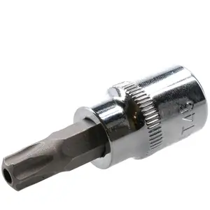 T45 3/8" Drive Tamper Proof Torx Star Bit 48mm Tamper Torx Chrome Vanadium Steel