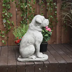 Stone Cast Large Boxer Dog Garden Ornament