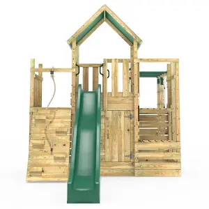 Rebo Modular Wooden Climbing Frame Playset - M21 Ramp, Den & Monkey Bars