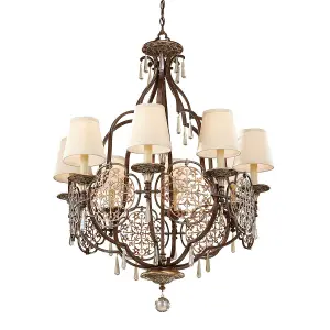 8 Bulb Chandelier Ceiling Light British Bronze Oxidized Bronze LED E27 60W