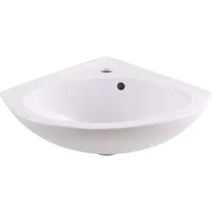 GoodHome Vedi Gloss White Triangular Wall-mounted Corner cloakroom Basin (W)38.5cm