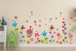 Colorful Flowers Butterflies Decal Wall Stickers Children Kids Girl Wallpaper Stock Clearance